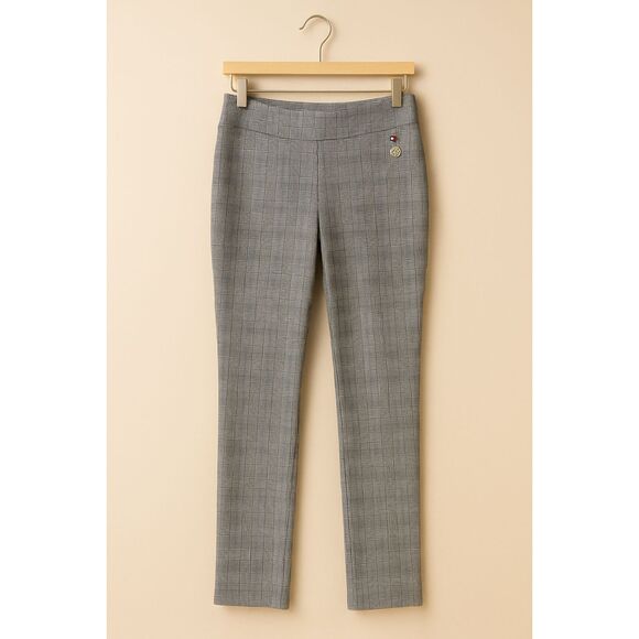 Tommy Hilfiger Women’s Glen Plaid Stretch Pants Size 4 Gray Check Pull-On - Picture 10 of 11